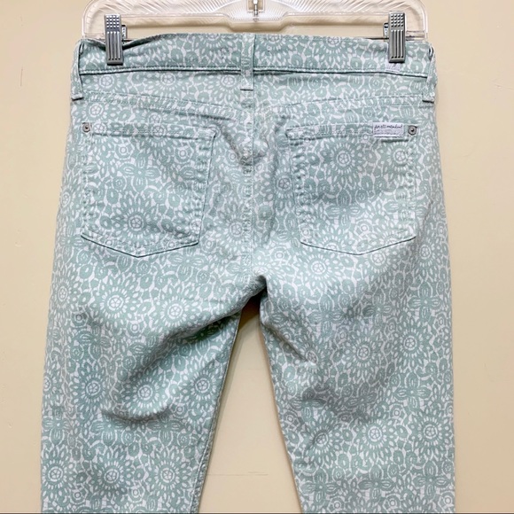 7 For All Mankind Lace Print Skinny Cropped Jeans - Picture 8 of 9